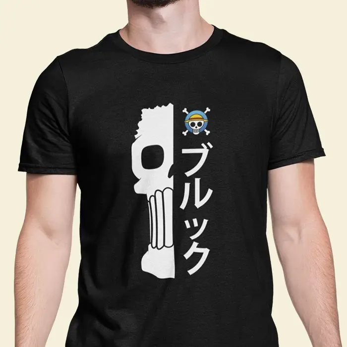 Kaos One Piece Skull Brook Baju Hitam Lengan Pendek