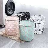 Keranjang Bulat Lipat Cucian Baju Kotor Canvas Praktis Anti Air — 4
