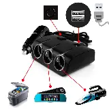 Adaptor Charger Mobil 3 Slot Cabang Car Lighter Socket USB Splitter — 5