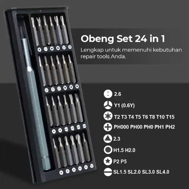 Set Obeng 24 Magnetic Premium Baut Kecil 24 in 1 Multifungsi
