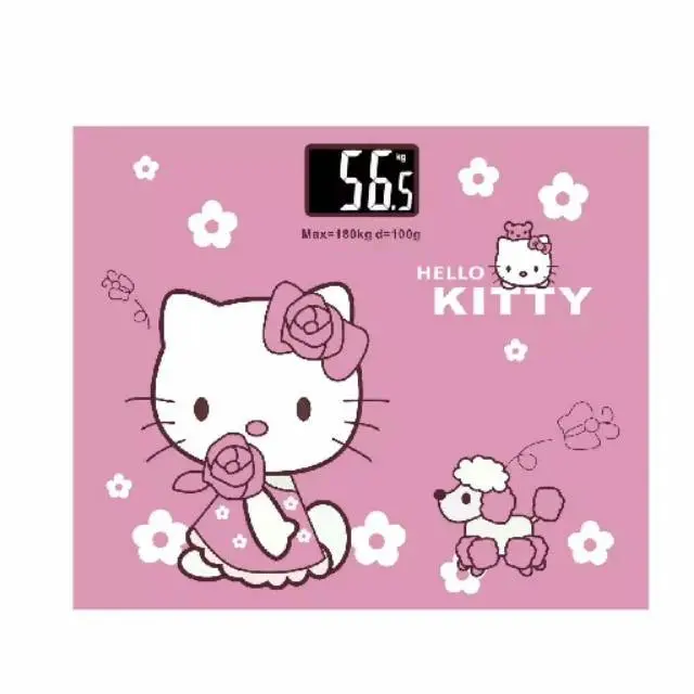 Timbangan Badan Digital LCD Karakter Hellokitty Kaca 180kg