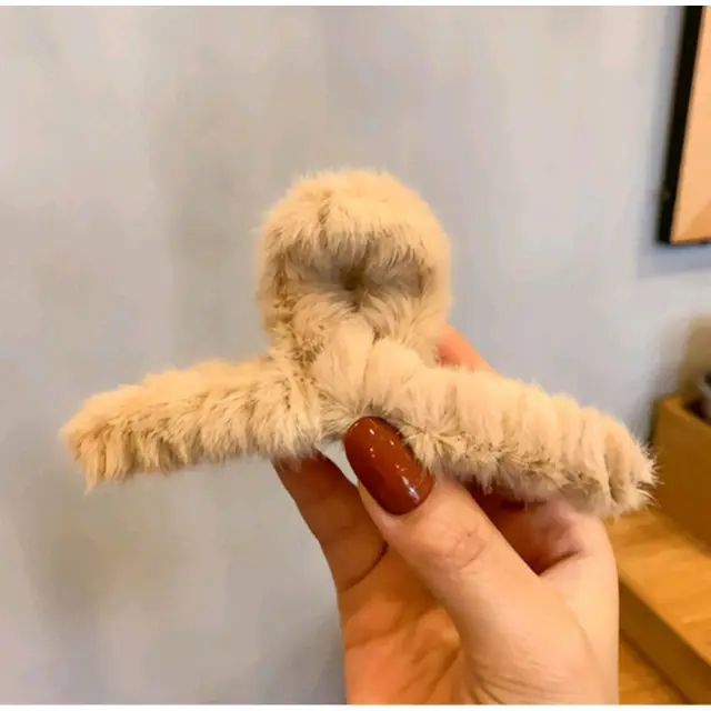 Jepit Rambut Bulu Gaya Korea Aksesoris Rambut Wanita Elegan Bahan Wol