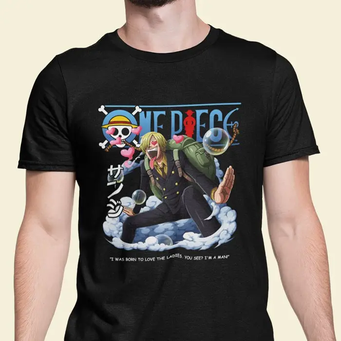 Kaos One Piece Vinsmoke Sanji 30s Baju Anime Hitam