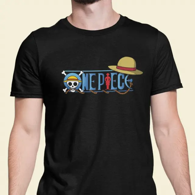 Tshirt Kaos Karakter Jolly Roger Baju Hitam Logo One Piece