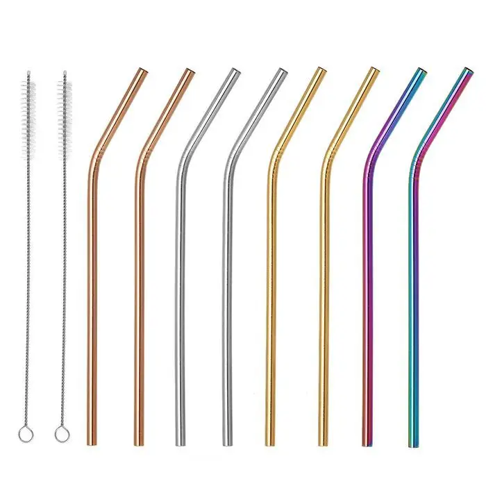 Straw Sedotan Stainless Steel Lengkung Melengkung Ramah Lingkungan