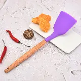Spatula Masak Silikon dengan Gagang Kayu Tahan Panas 32Cm — 4
