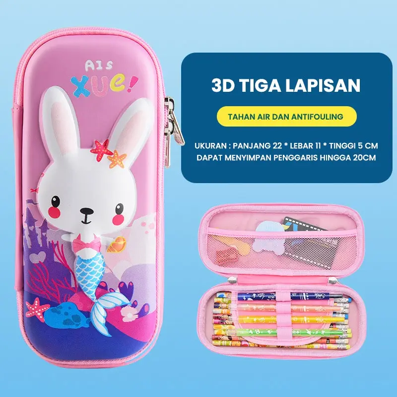 Pencil Case Kotak Tempat Pensil 3D Timbul Karakter Duyung