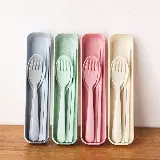 Sendok Garpu Sumpit Set Korea / Alat Makan Set Bahan Jerami Gandum — 8