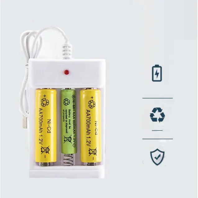 Charger Casan Isi Ulang Battery Baterai AA AAA 3 Slot Kabel Usb
