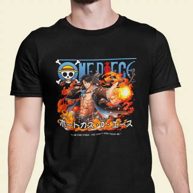 T Shirt Anime Portgas D Ace Kaos One Piece Hitam