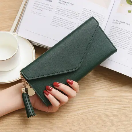 Dompet Lipat Wanita Panjang Korea Simple Elegan Polos Import