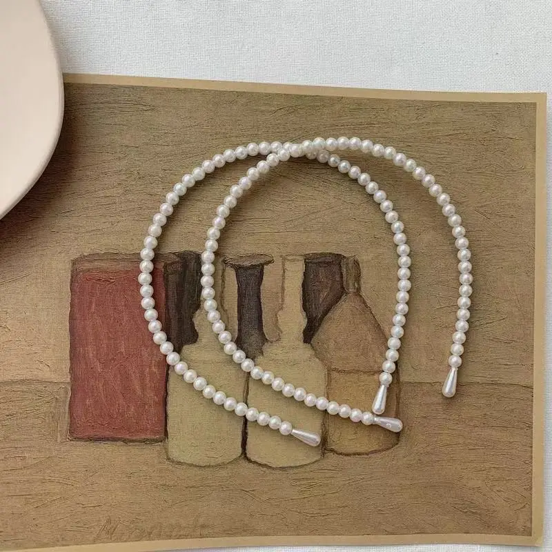 Bando Mutiara Korea Headband Permata Elastis dan Nyaman