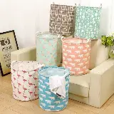 Keranjang Bulat Lipat Cucian Baju Kotor Canvas Praktis Anti Air — 5