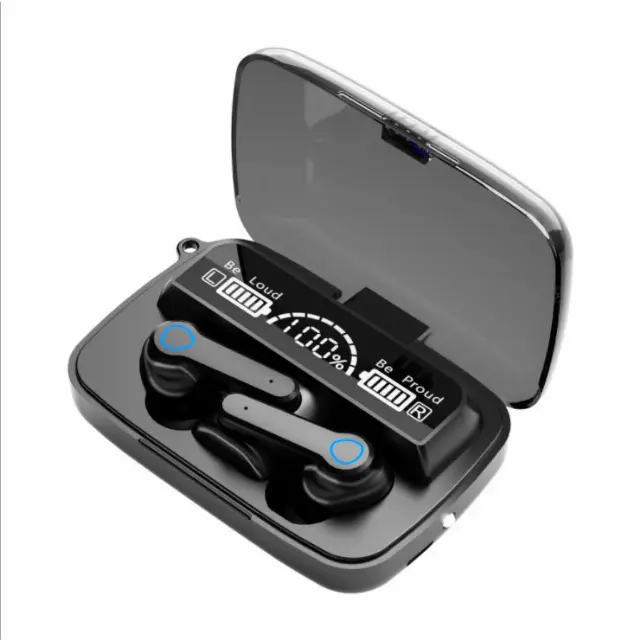 Headset Bluetooth Wireless TWS M19 dengan Powerbank dan Flashlight