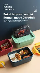 Tempat Makanan Plastik / Lunch Box Korea / Kotak Makan Plastik Mika — 4