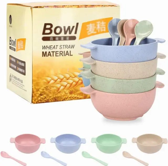 Mangkok 1 Set Korea Tempat Makan Anak Wheat Straw Mangkuk Binaural - Random