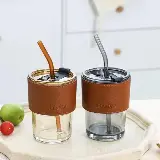 Gelas Estetik Cantik Tumbler Kaca Botol Minum Lucu 2in1 — 8