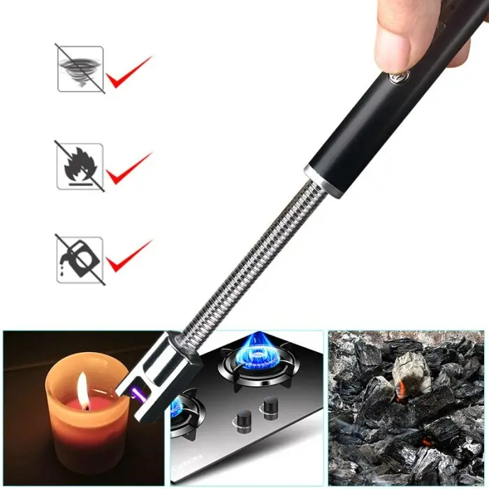 Korek Api Elektrik Lighter Usb Rechargeable Windproof Pulse