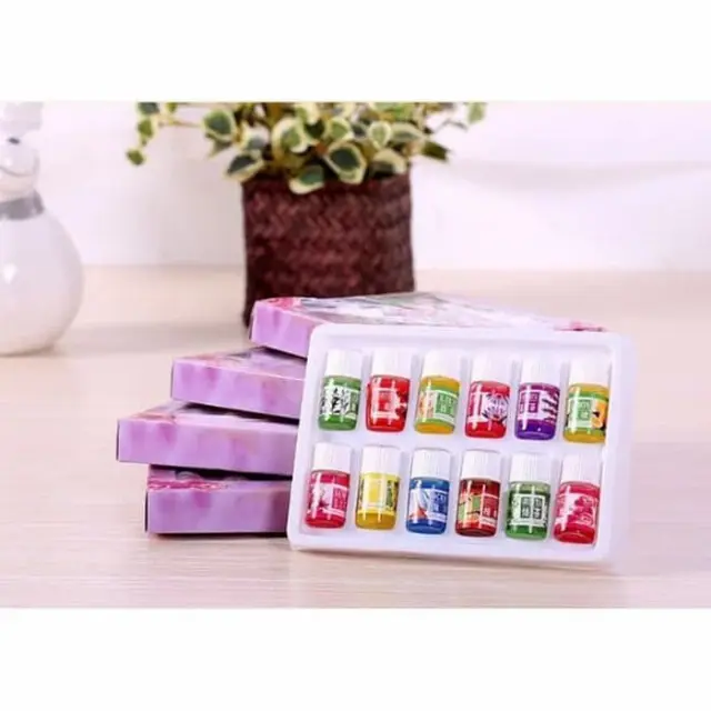 Set Essential Oil Aromatherapy Pure Aroma Fragrance Isi 12 Pcs