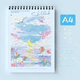 Sketchbook A4 Aesthetic Buku Gambar Spiral Vertikal Kertas Cream
