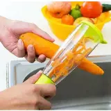 Pisau Kupas Buah Sayur Desain Tabung Model Gelas Stainless Peeler — 5