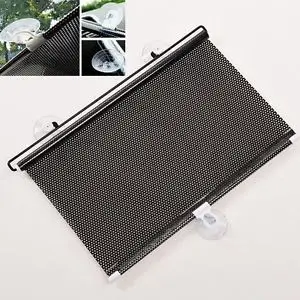 Kaca Tirai Gulung Roll Pelindung Panas Dashboard Motif Hitam Polos