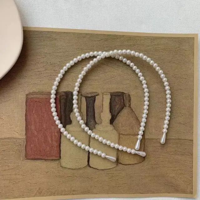 Bando Mutiara Korea Headband Permata Elastis dan Nyaman