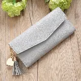 Dompet Lipat Wanita Panjang Korea Simple Elegan Polos Import — 8
