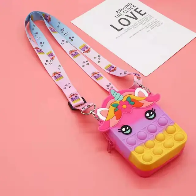 Tas Selempang Pop It 3d Karakter Unicorn Rainbow Mini Kecil Anak
