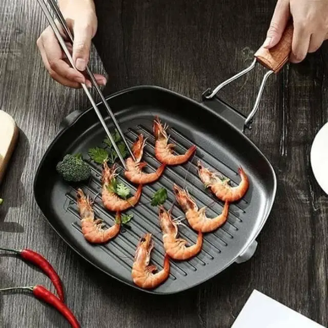 Wajan Panci Grill Bbq Korean Panggangan Anti Lengket Bentuk Kotak 20Cm