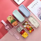 Kotak Makan Set Tingkat Mika Lunch Box 3 Susun Sumpit Sendok Garpuh — 4