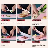 Pisau Dapur Set Warna Kitchen Knife Macaron Gunting Peeler 6in1 — 5
