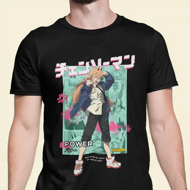 T-Shirt Anime Chainsaw Man Power Tampilkan Kemampuanmu