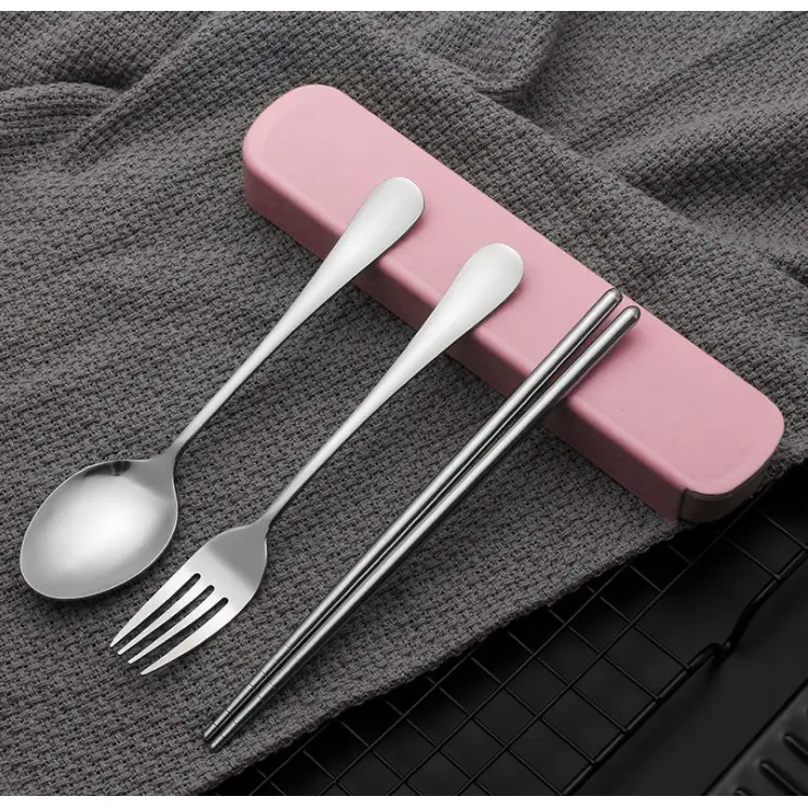 Set Makan Sendok Garpu Sumpit Stainless Steel Food Grade Model Polos