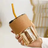 Gelas Estetik Cantik Tumbler Kaca Botol Minum Lucu 2in1 — 3