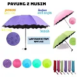 Payung Lipat Magic 3d Motif Hujan Anti Sinar Matahari Uv - Merah Muda — 3