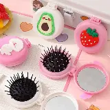 Sisir Cermin Lipat Bulat Rambut Mini Karakter 2 In 1 — 1