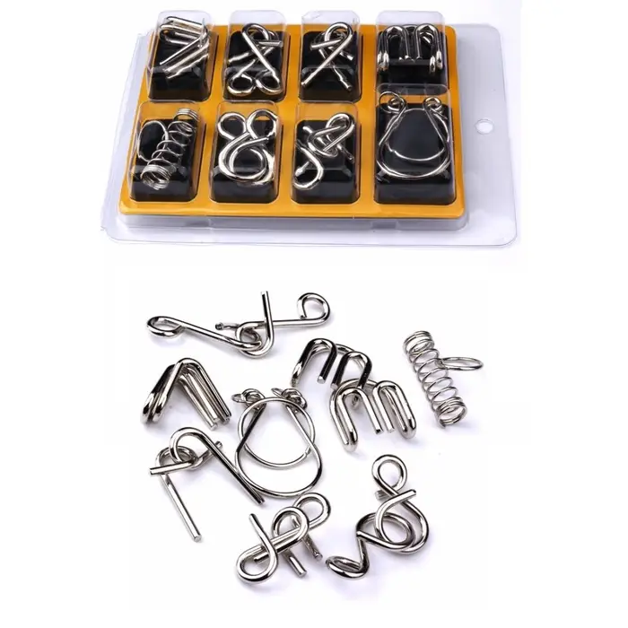 Mainan Puzzle Logam 3D 8in1 IQ Test Mind untuk Melatih Otak