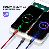 Kabel Data Type C Micro USB iPhone Fast Charging 6A 3 In 1 — 6