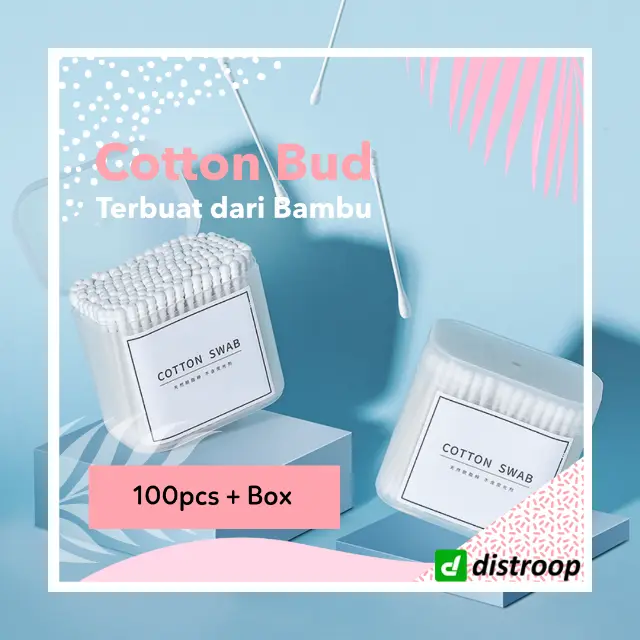 Cotton Bud Swabs isi 100 Natural Bambu Tanpa Pemutih